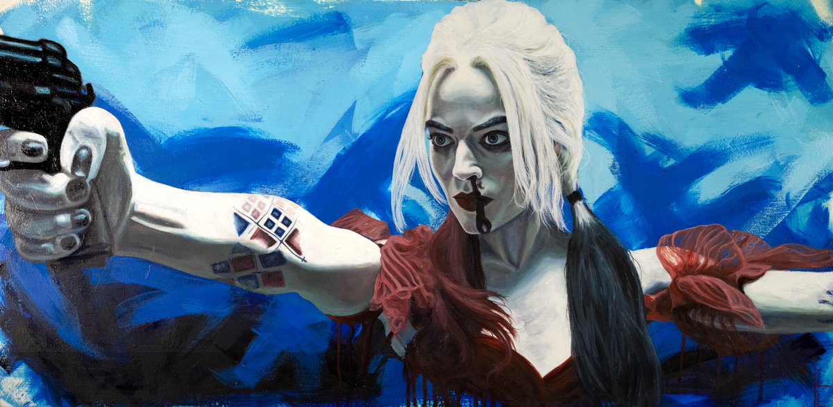 JensenArtwork's tweet photo. 38” x 19” Harley Quinn painting from The Suicide Squad! 

Can't wait to see this movie in the theater tomorrow!!

#HarleyQuinn #TheSuicideSquad #TheSuicideSquadMovie #JamesGunn #dccomics #art #FanArtFriday #fanart #painting #KingShark https://t.co/1kQcuqExpd