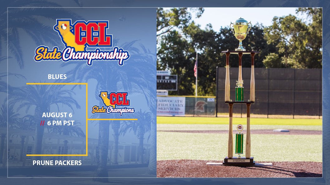 And we're down to two! @SLO_BluesCCL 🆚 @PrunePackers 📺 Watch live ➡️ bit.ly/3xrmHkg // 6 pm PST #CCLBaseball // @PlacerTourism @Stones_McCoy