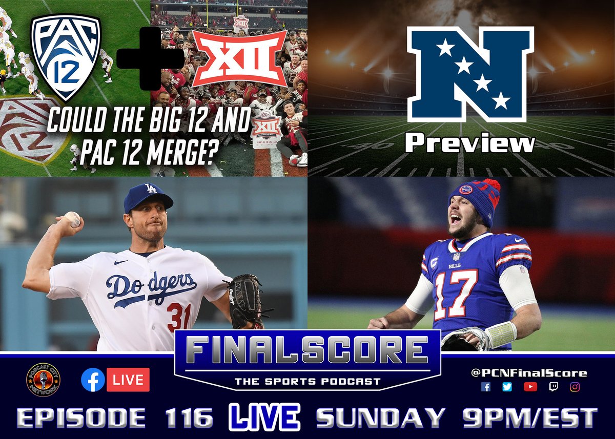PCNFinalScore's tweet image. Ivan and Chris tag up again for Ep 116 of FinalScore! This week, the guys give their NFC Preview, look at a possible Big-12/Pac-12 merger, and more LIVE this Sunday at 9pm ET!

#PCNFinalScore #PCN #sports #podcast #NFL #NBA #MLB #NHL #collegefootball #PCNFamily
