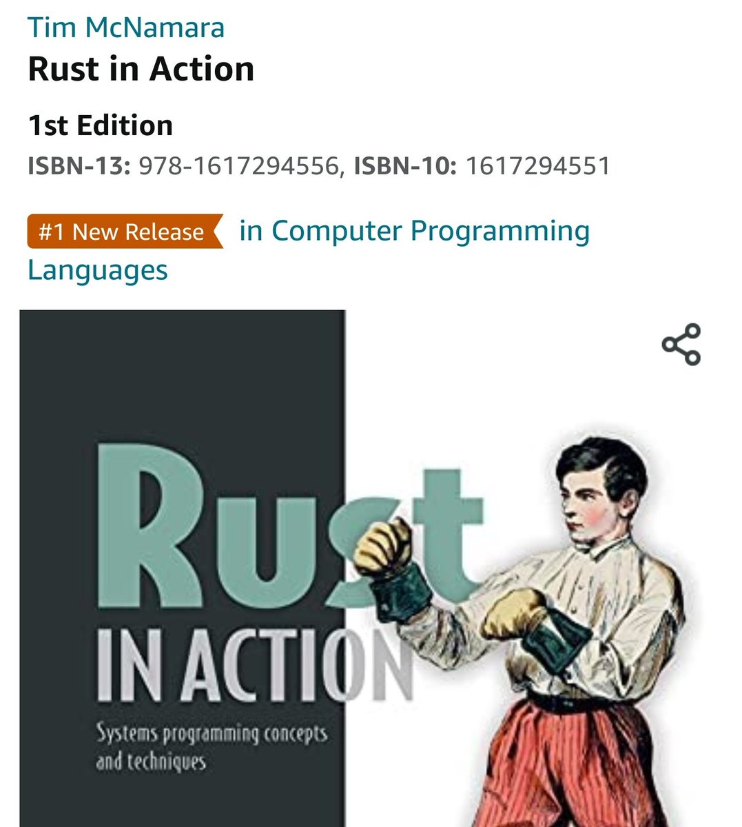 timClicks's tweet image. Rust in Action has reached #1 New Release for Computer Programming Languages!! Thank you to everyone in the @rustlang community for supporting the book. Link here for those curious amazon.com/dp/1617294551/…
