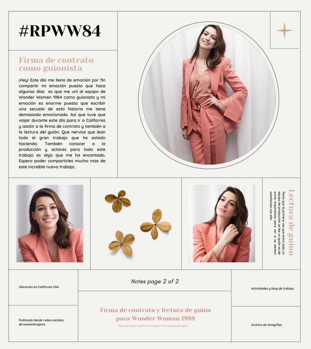 장미와 용 — ( 📃) 
#RPWW84 › 𝗙𝗶𝗿𝗺𝗮 𝗱𝗲 𝗰𝗼𝗻𝘁𝗿𝗮𝘁𝗼 
𝐵𝑢𝑟𝑏𝑎𝑛𝑘, 𝐶𝑎𝑙𝑖𝑓𝑜𝑟𝑛𝑖𝑎 › 𝗻𝗲𝘄 𝗽𝗼𝘀𝘁:

¡Hoy he firmado mi contrato con <a href="/RPWonderWoman_/">Wonder Woman 1984. ᴿᴾ</a>  como Guionista. Y emoción es decir poco. Esto muy feliz de pertenecer a este gran equipo.