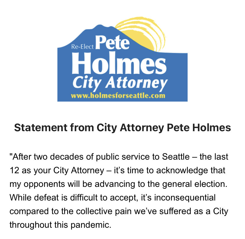 ChrisDaniels_TV's tweet image. BREAKING: Seattle City Attorney Pete Holmes concedes defeat.

“…it’s time to acknowledge that my opponents will be advancing…”

⁦@KING5Seattle⁩ #WaElex