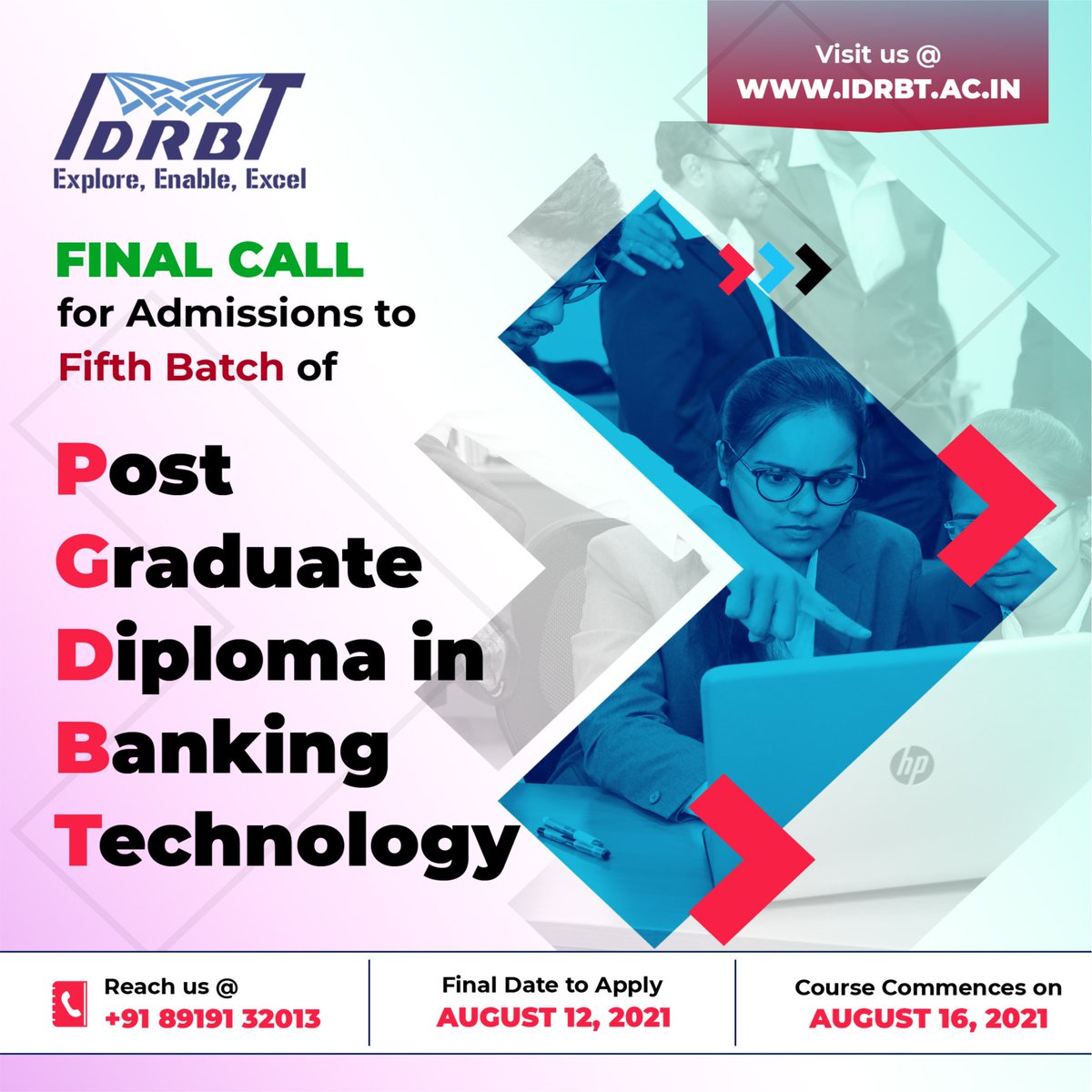 IDRBT's tweet image. Checkout at idrbt.ac.in/PGDBT-SITE/pgd…
#idrbt #pgdbt #AdmissionsOpen #admissions #pgdiploma #postgraduation #bankingtechnology #banktech #fintech #career #careers #opportunity #finance #education #highereducation #Leadership #careerdevelopment #recruitment #job #careeropportunities