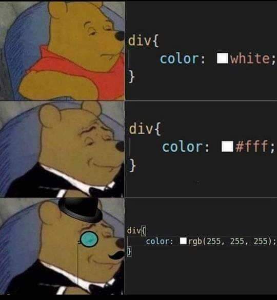 AHtml01's tweet image. اول واحده دي بلغه HTML
تاني واحده بلغه Css
تالت واحده بلغه Javascript
احب اقولك أن التلاته بيعملوا نفس الأمر !
#Programming_languages