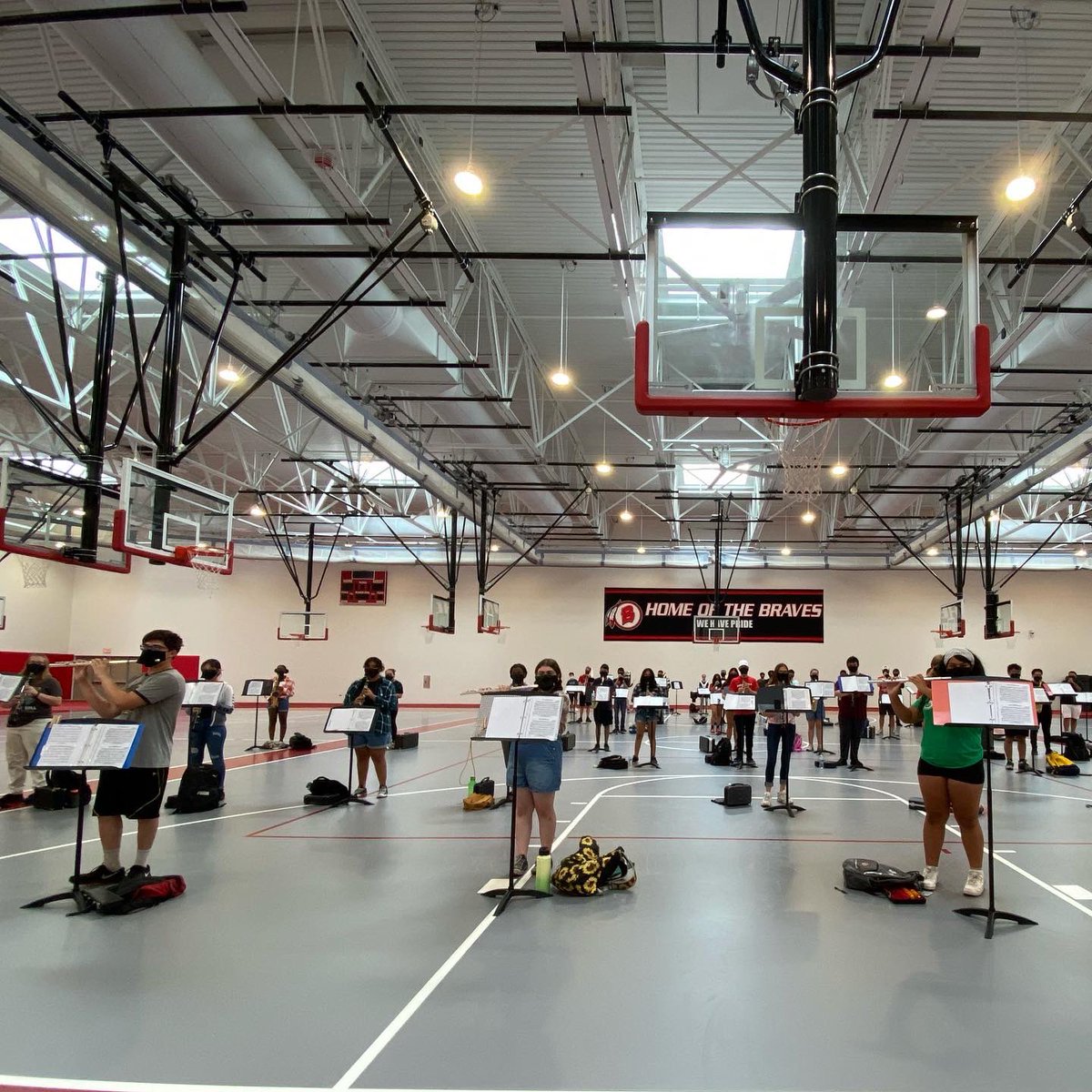 BREMENHSMUSIC's tweet photo. Band Camp 2021 ended with “Farm Friday”.  The band spent some time in Bremen’s field house today working on memorization of their field show music. #bremenmarchingbrigade https://t.co/TG4WswOYqQ