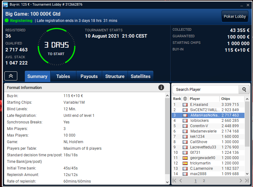 STOP THE COUNT <a href="/PMU_Poker/">PMU Poker 🔞</a> 

Bon c'est cool y aura de quoi vibrer un peu la semaine pro