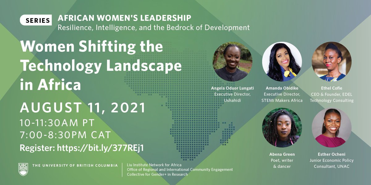 UBC_ORICE's tweet photo. We're excited about our upcoming event, Women Shifting the Technology Landscape in Africa featuring guest speakers @AngieNicoleOD @amandachirpy @ethelcofie. Moderated by @euocheni and a special performance by Abena Green.

Don't miss out! RSVP https://t.co/m7aoBmYtgZ https://t.co/YYUsziJdQh