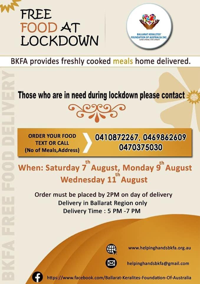 Ballarat area👇🏼
Free freshly cooked meals home delivered for those in need. The generous team at BKFA are stepping up to support our community again 🙏🏼