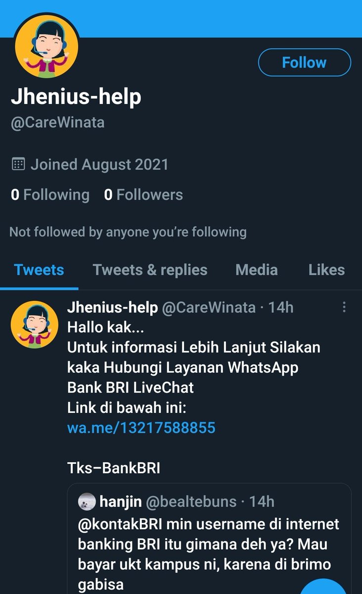 bmay0k's tweet photo. @CareWinata @JeniusConnect Ini benaran ? Kok akunnya tidak ada centang biru ? Trus follower 0, akun baru di bikin, dan ngurusin BRI juga ? 🤔🤔 https://t.co/rzXgJiIdHu