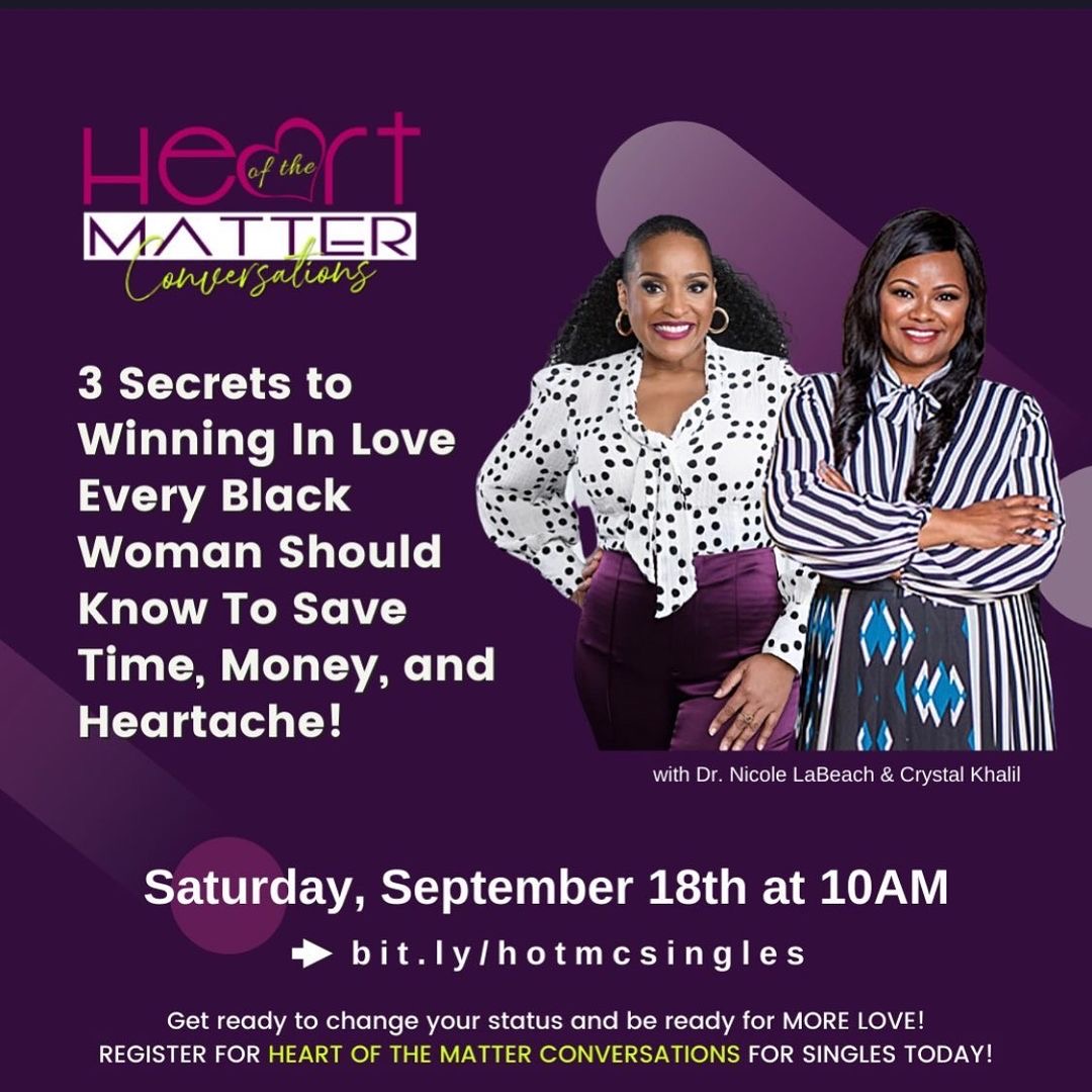 askdrnicole's tweet photo. Do you want the opportunity to work on your love life with me? Here’s your chance!
I will be hosting my Heart of the Matter Conversations masterclasses for SINGLES & COUPLES.
Register today!
Singles: https://t.co/ZxADzUBGUS
Couples: https://t.co/lERoMa0vGo
#PutARingOnIt https://t.co/uEJV4pww4v