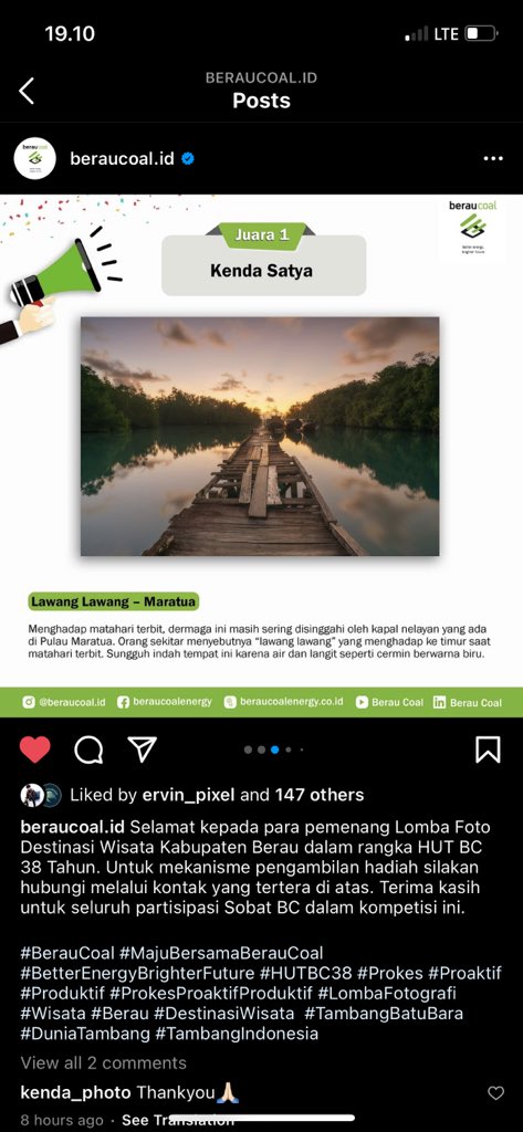kenda_photo's tweet photo. Pertama ingin melihat indahnya sunrise disini, kedua ingin menghirup udara segar dan sehat, tiga bawa kamera dan jepret. Maratua sangat indah.
#maratua
#visitberau
#photocontest
#photography https://t.co/dtCglIwakB