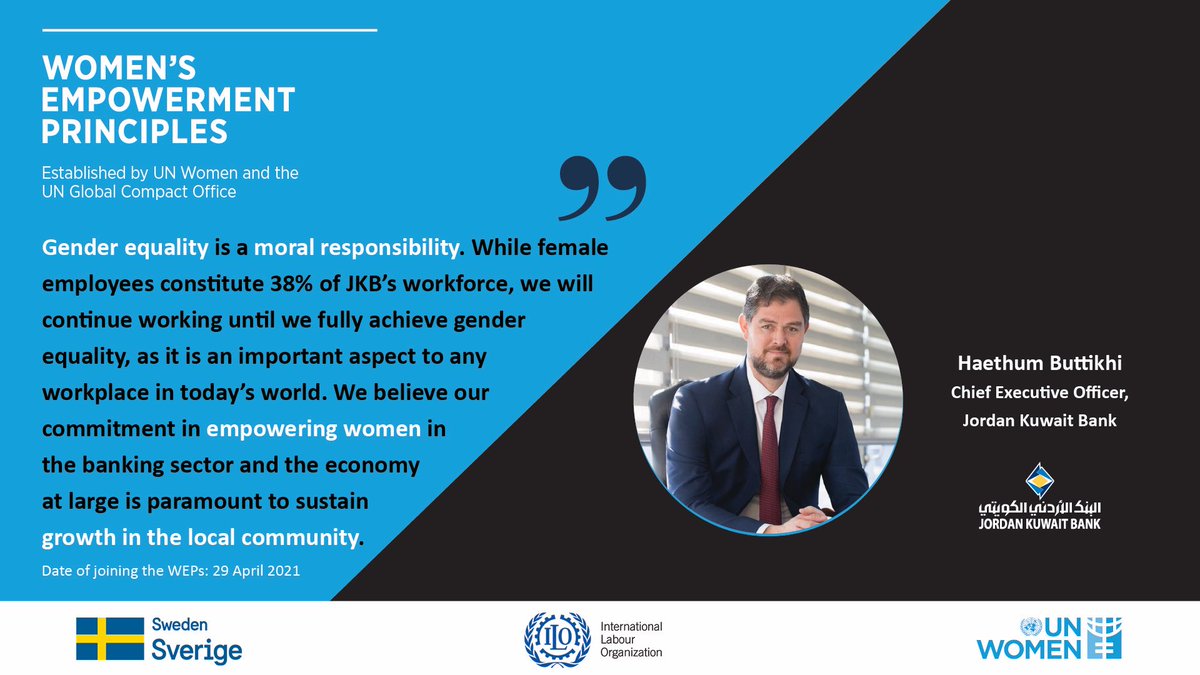 UN Women Jordan (@unwomenjordan) on Twitter photo Introducing Jordan Kuwait Bank <a href="/JKB_Bank/">Jordan Kuwait Bank</a> as one of the new <a href="/WEPrinciples/">Women’s Empowerment Principles</a> signatories in Jordan 🇯🇴
Learn more ➡️ weps.org/company/jordan… Introducing Jordan Kuwait Bank <a href="/JKB_Bank/">Jordan Kuwait Bank</a> as one of the new <a href="/WEPrinciples/">Women’s Empowerment Principles</a> signatories in Jordan 🇯🇴
Learn more ➡️ weps.org/company/jordan…