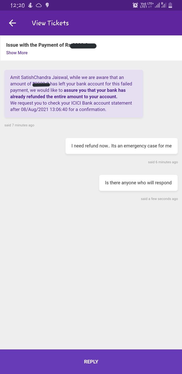 ameetj007's tweet photo. @PhonePe_ 
I am facing an issue &amp; raised ticket but nobody respond. Its an emergency case. @PhonePeSupport https://t.co/JNVToyB0fO