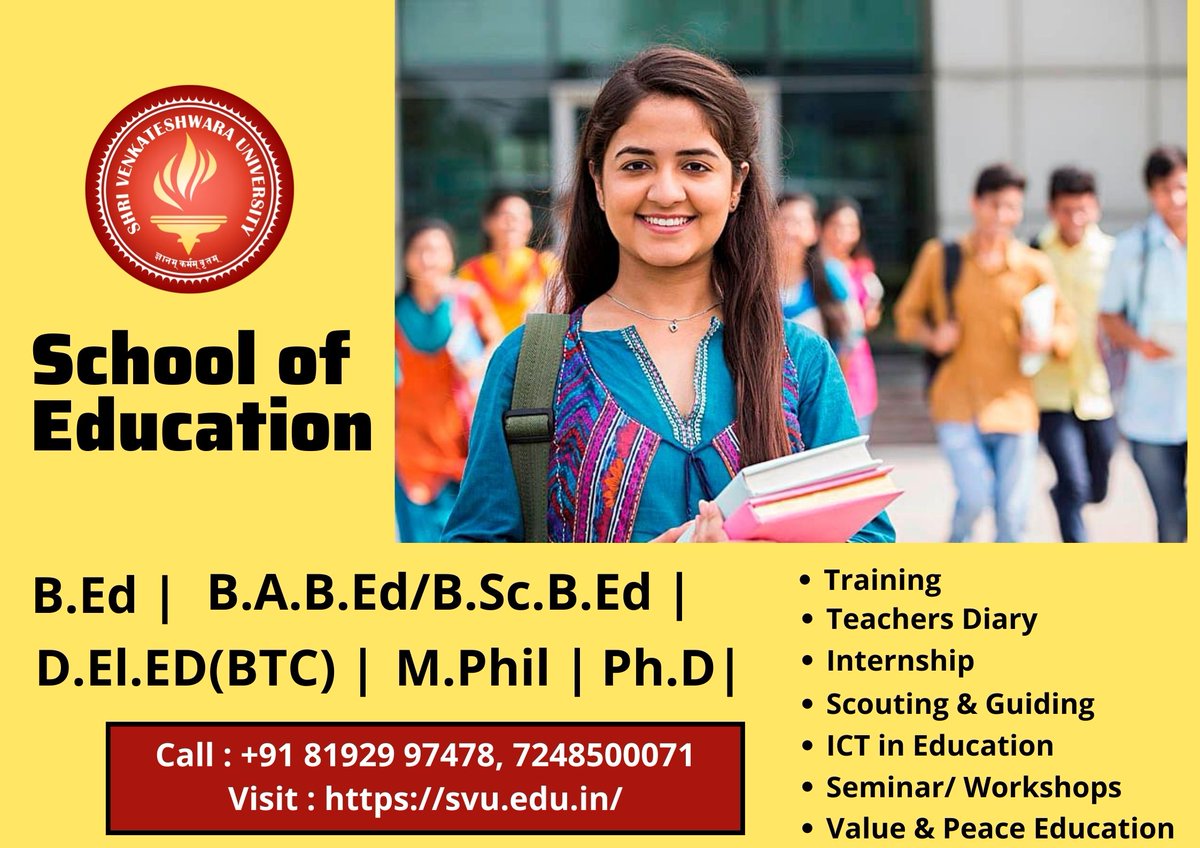 SvuGajraula's tweet photo. Top B.Ed Colleges in Gajraula, Moradabad, Uttar Pradesh (U.P.) | Best University in Uttar Pradesh, India
Call : +91 81929 97478, 7248500071
Visit : https://t.co/GaphgdCiwB
Review : https://t.co/4MbxvJyEv3
#b_ed #ph_d #BA_B_Ed #BSc_BEd #D_El_ED #BTC #M_Phil #Colleges #University https://t.co/QN1rDJn1ZF
