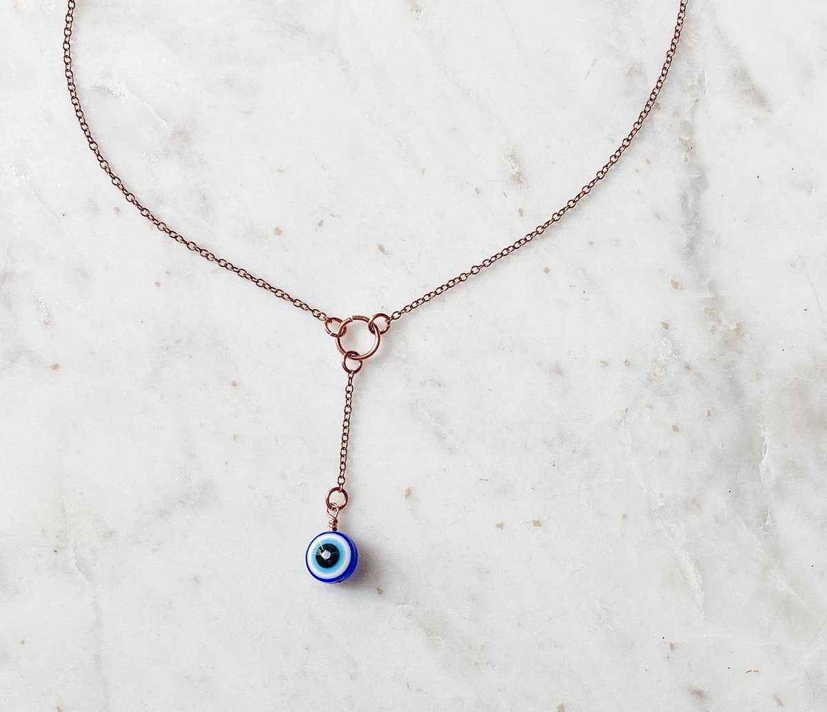 Evil Eye Drop Necklace, Copper Evil Eye Layering Pendant #evileye #layeringnecklace #protectionjewelry etsy.me/3ApPisp
