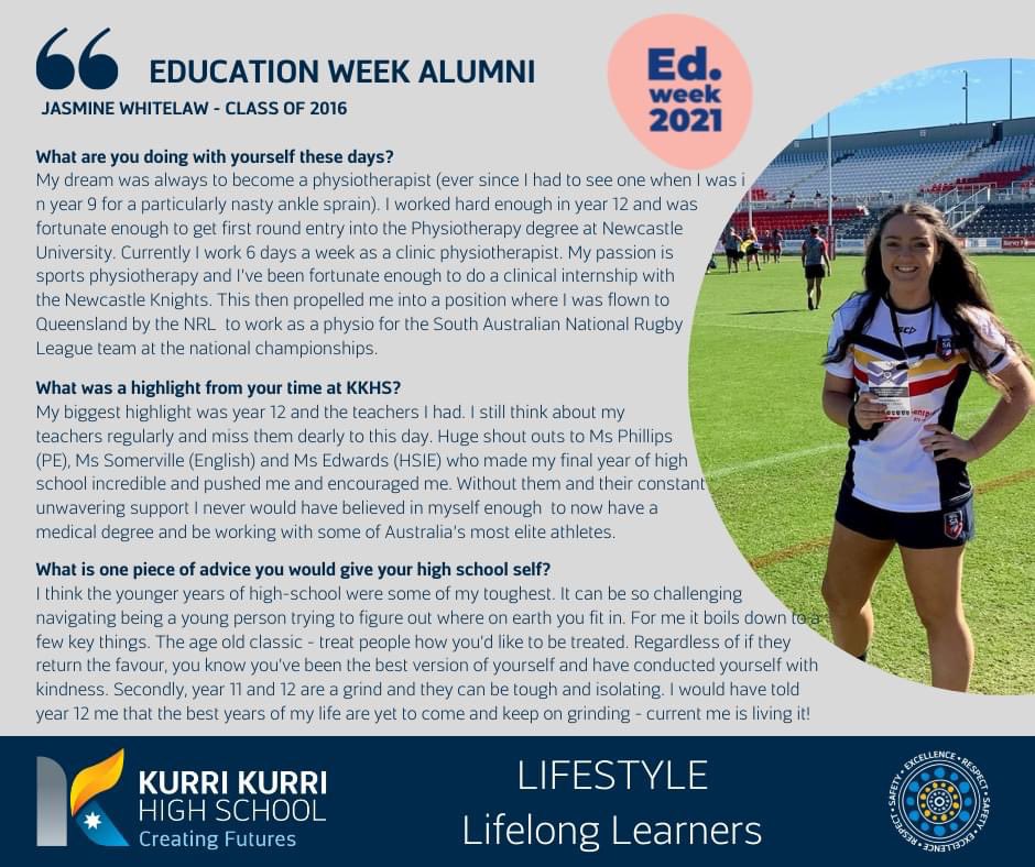 Have loved our Lifelong Learners series! So good to hear and see past student successes 🙌🏻 Well done Jasmine for your work in the NRL 
<a href="/KKHSprojectNEST/">KKHSprojectNEST</a>