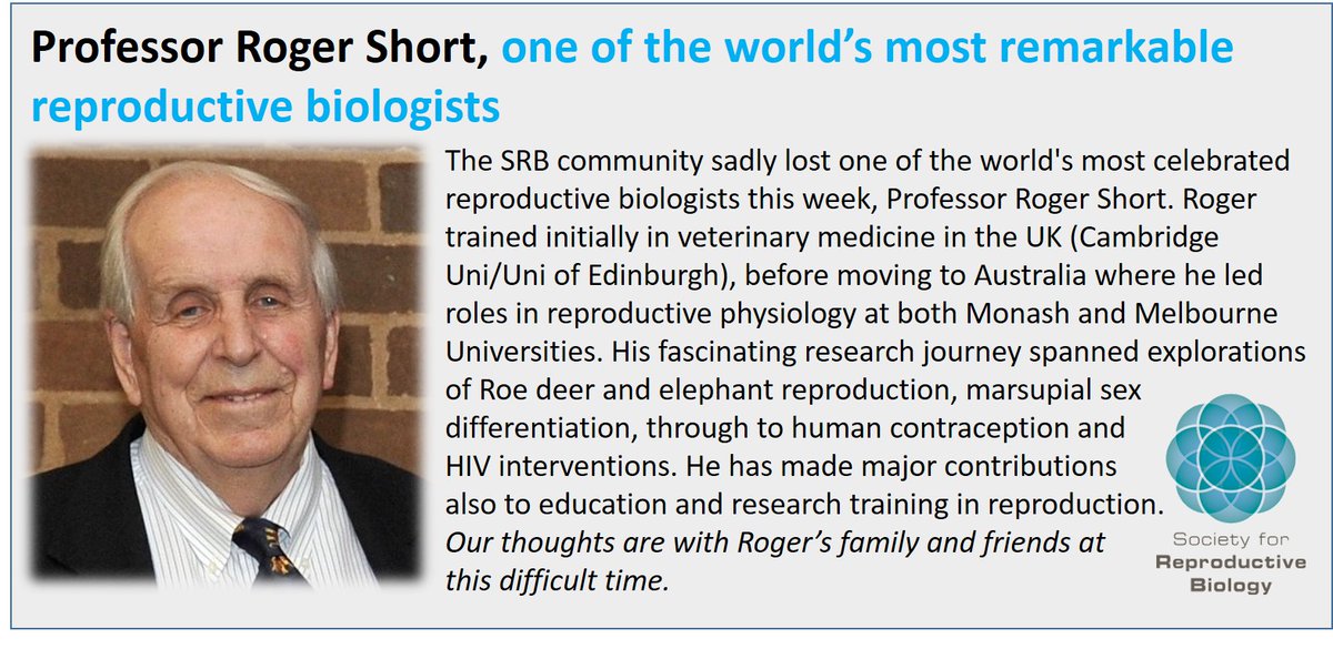 SRB (@reproductionsrb) on Twitter photo The SRB community is saddened by the loss one of the world's most celebrated reproductive biologists, Professor Roger Short. His remarkable contributions to reproduction are highlighted beautifully here: 
abc.net.au/radionational/…
Our thoughts are with <a href="/MarilynRenfree/">Marilyn Renfree</a> and family The SRB community is saddened by the loss one of the world's most celebrated reproductive biologists, Professor Roger Short. His remarkable contributions to reproduction are highlighted beautifully here: 
abc.net.au/radionational/…
Our thoughts are with <a href="/MarilynRenfree/">Marilyn Renfree</a> and family