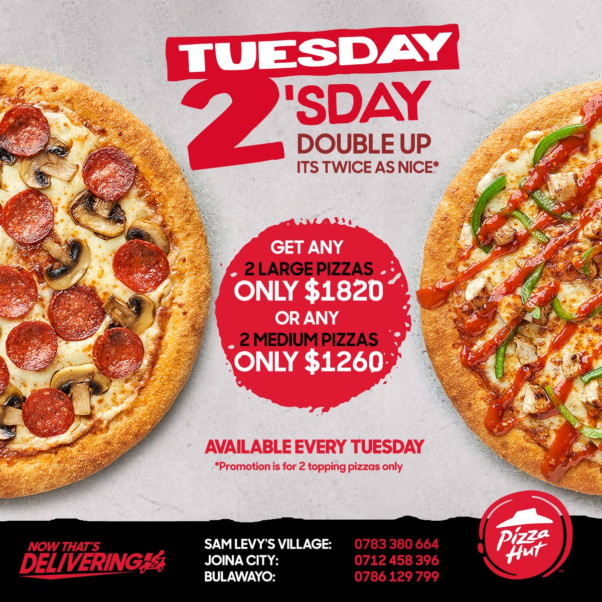 Double up and don't miss the fun with us on Tuesday 2'sday. 😋😋 #OrderNow