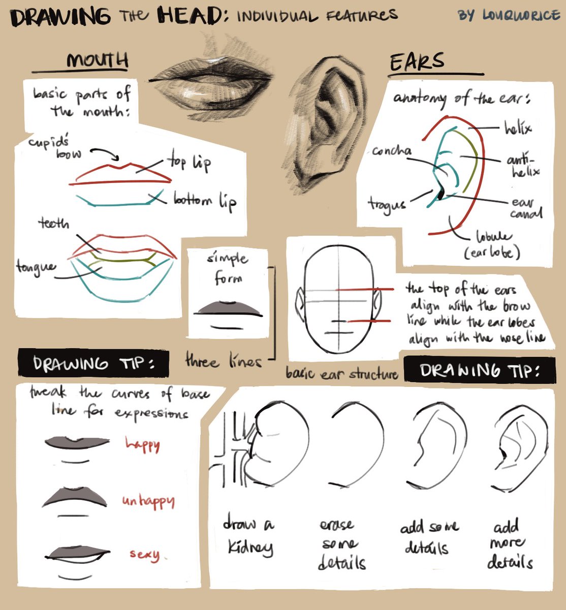 how to draw parts of your face in few, simplified steps
👁️👃👁️👂
      👄 