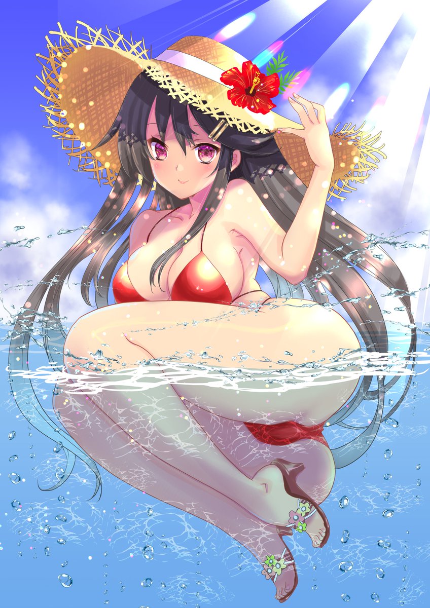 榛名(艦これ) 「暑中お見舞い申し上げます
榛名です
高解像度で再投稿です 」|七瀬葵のイラスト