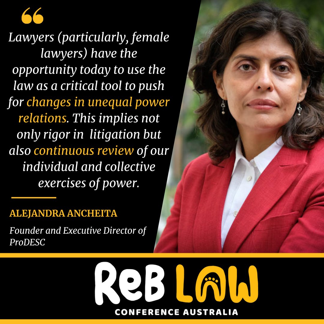 Alejandra Ancheita <a href="/AAncheita/">Alejandra Ancheita</a> is a Mexican lawyer and activist. Her Mexico-city based NGO <a href="/ProDESC/">ProDESC</a> runs strategic campaigns aimed at protecting the human rights of migrants, workers and Indigenous communities in Mexico.

Check out our speakers at reblaw.com.au/program