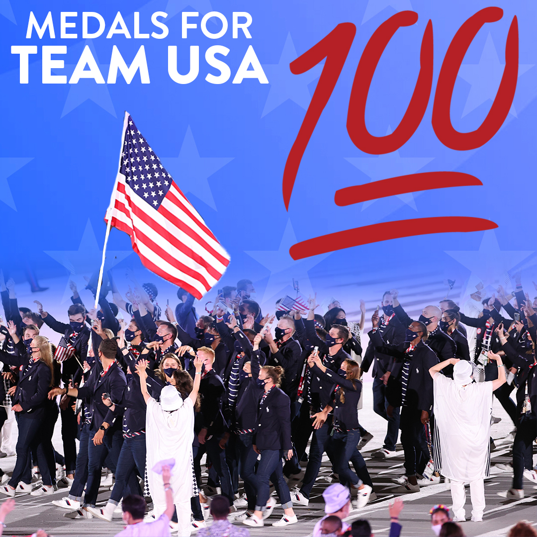 THAT'S 100 MEDALS FOR <a href="/TeamUSA/">Team USA</a> at the #TokyoOlympics! 💯