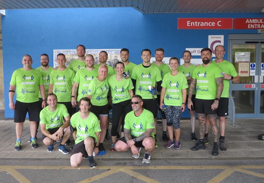 NWAmbulance's tweet photo. 👏Congrats to these crewmates for completing a 13.5-mile stretcher run around Warrington. 
🛣️ Through Woolston Park, Birchwood Forest Park, Orford Park and also a lap of Warrington Wolves, Halliwell Jones Stadium.
💸 £4.5k raised for the charity Mind.
👍Great Effort! https://t.co/fPqBjGwvEj