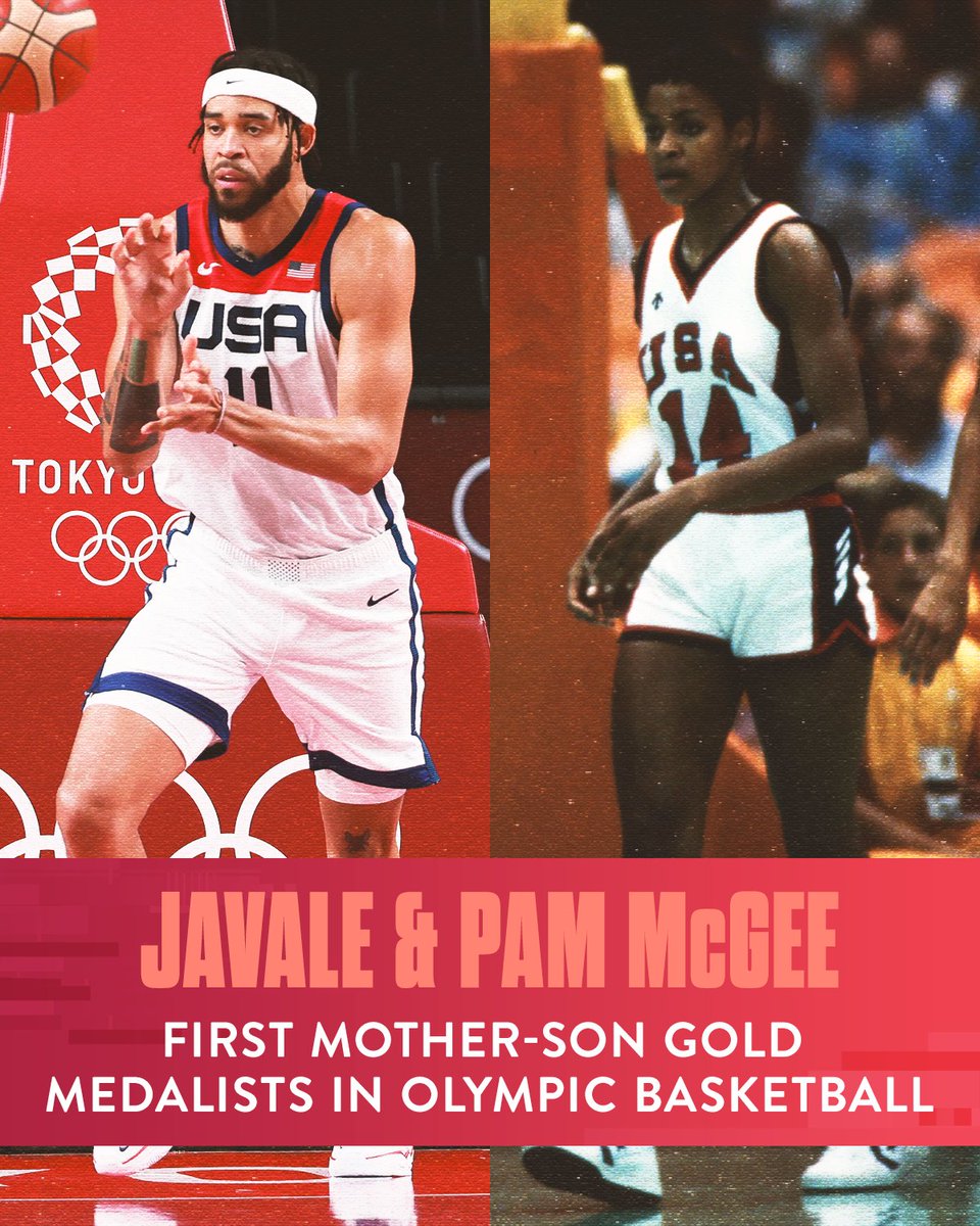 OnHerTurf's tweet photo. First mother-son duo to ever do it 😤

The McGee family basketball legacy continues! #TokyoOlympics https://t.co/n5vdMeMU7Z