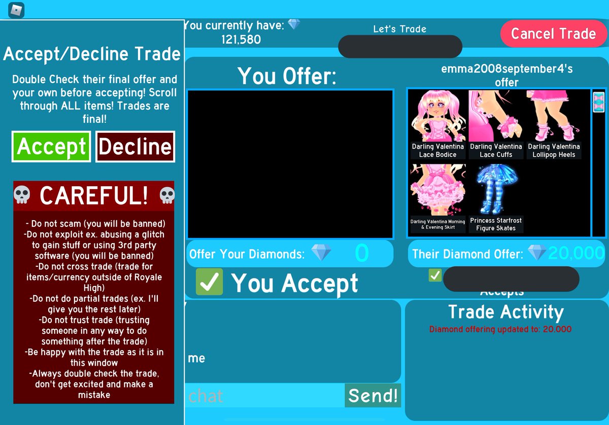 claytian8's tweet photo. @tiktoktrades is a very trusted trader and super sweet!💗💗 she went first and gave the set,skates and diamonds then I gave her the fr kangaroo after! Tysm for trusting me, Definitely would recommend !! 💗💗 https://t.co/itSS8nRMBz