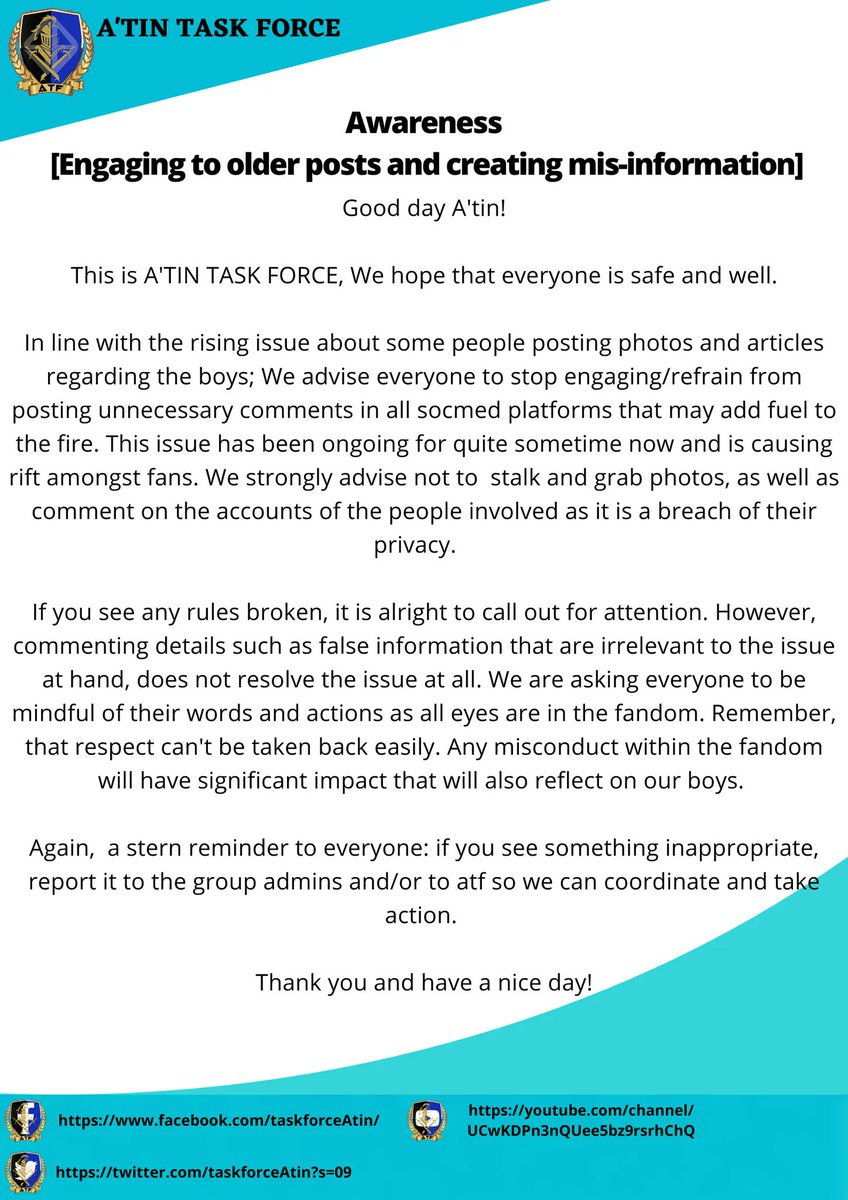 taskforceAtin's tweet photo. Awareness 📣💙
[Engaging to older posts and creating mis-information]

@SB19Official
#SB19 #BackInTheZone
#ATINTASKFORCE https://t.co/CYpHpiPdxm