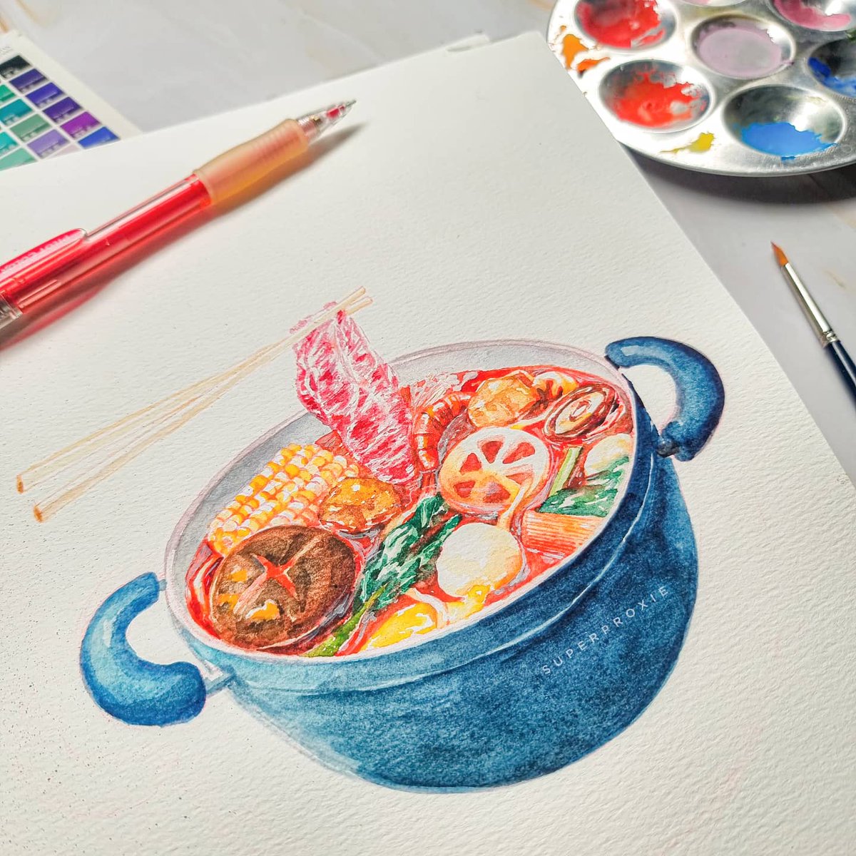 Drew a Schezwan Hotpot for a friend. #illustration #art #artph #ArtistOnTwitter