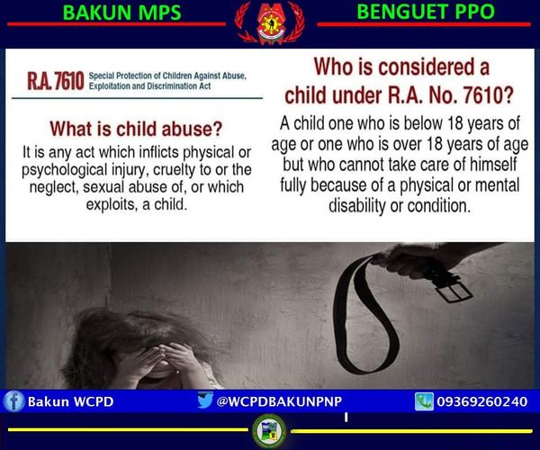 PNPBenguetBakun's tweet photo. In any case of abuse or neglect, the child's safety is of primary concern. They need to be in a safe environment.
#helpstopchildabuse
#PNPKakampiMo
#PNPCares https://t.co/XQ3UpRZBDD