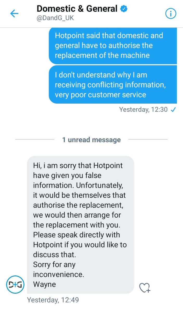 When <a href="/HotpointUK/">Hotpoint UK</a> <a href="/WhirlpoolUK/">Whirlpool UK</a> and @DandG_UK give you conflicting information. I have reported a fault with my machine 4 times this year but I have to wait a week for D&amp;G engineer to write the machine off before can order new one 😡