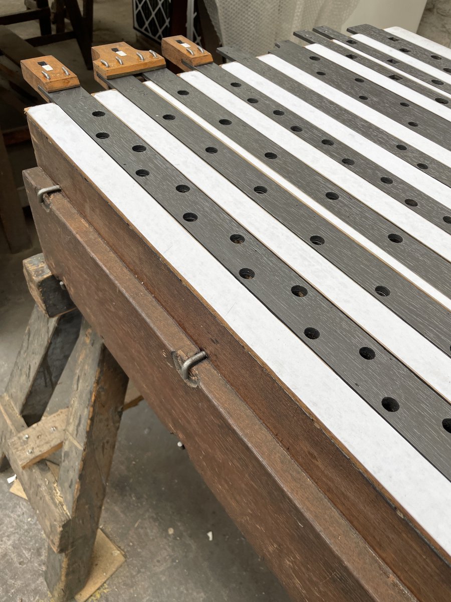 The Cavaillé-Coll Soundboards from Farnborough Abbey undergo the final stages of restoration and are reassembled ready for testing in The Works.