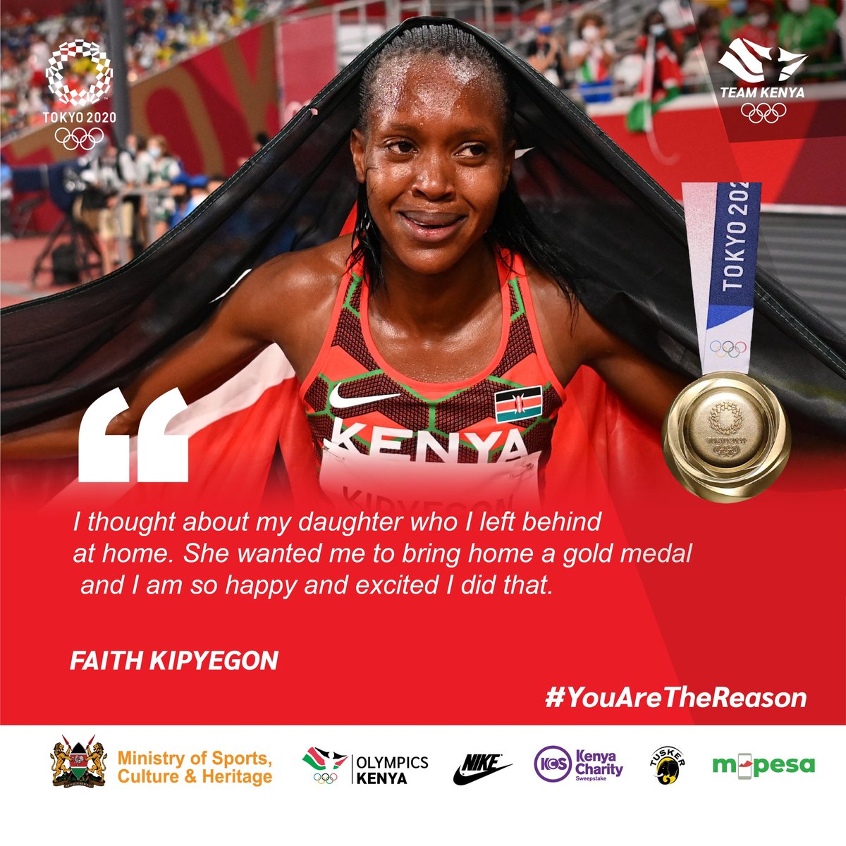 OlympicsKe's tweet image. Good morning #TeamKenya. Faith Kipyegon &apos;s reason for going for that gold was Alynne her Daughter 😊😊. What&apos;s yours?
#YouAreTheReason