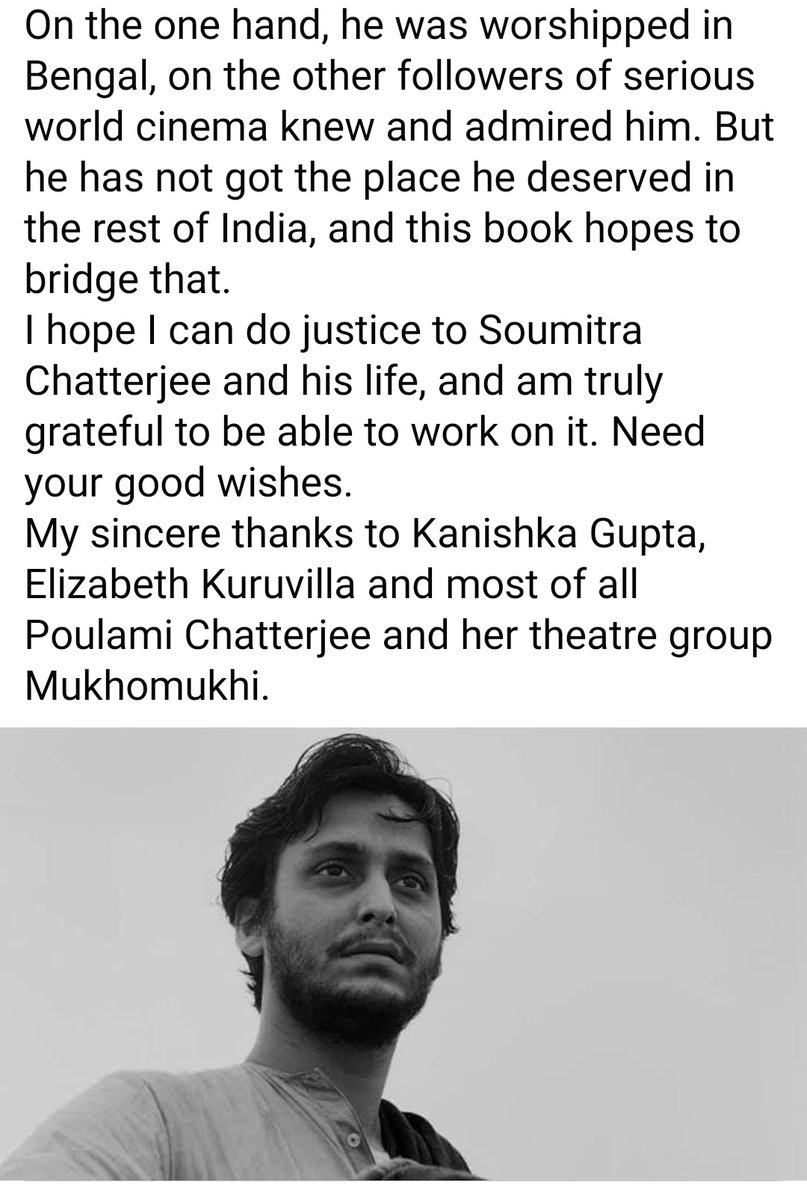 Happy to announce I will be writing a biography of Soumitra Chatterjee, to be published by Penguin (Vintage).