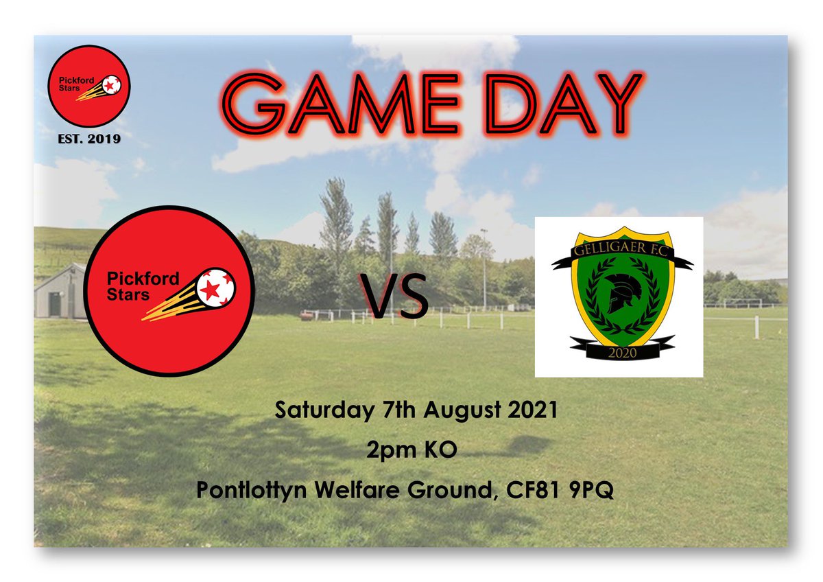 PickfordStarsFC's tweet photo. ⚽️ LEAGUE GAME ⚽️ 

This afternoon, we welcome Gelligaer FC to our home pitch for our second home game of this season! 

Today’s going to be tough one, come on the Stars 💪🏼⭐️

📆 7th August 2021
⏰ 2pm KO
🆚 Gelligaer FC
🏟 Pontlottyn Welfare Ground, CF81 9PQ https://t.co/9XIGXwJjlV