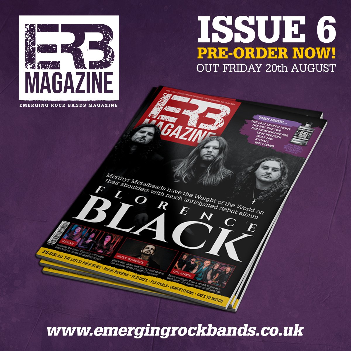 Roll up Roll up! Issue 6 of #ERBMagazine is now available  to pre-order from erbradio.online/product/erb-ma… to arrive through your letterbox on 20th August!
Featuring <a href="/florenceblackUK/">Florence Black</a> <a href="/The_LSP_Rock/">The Lost Search Party</a> <a href="/ThisIsWolfJaw/">Wolf Jaw</a>  <a href="/TroyRed7/">Troy Redfern</a> <a href="/rickywarwick/">RICKY WARWICK 🍀</a> <a href="/thedowlingpoole/">The Dowling Poole</a> <a href="/farfromwhoweare/">Far From Who We Are</a> <a href="/GinAnnieUK/">Gin Annie UK</a> ...