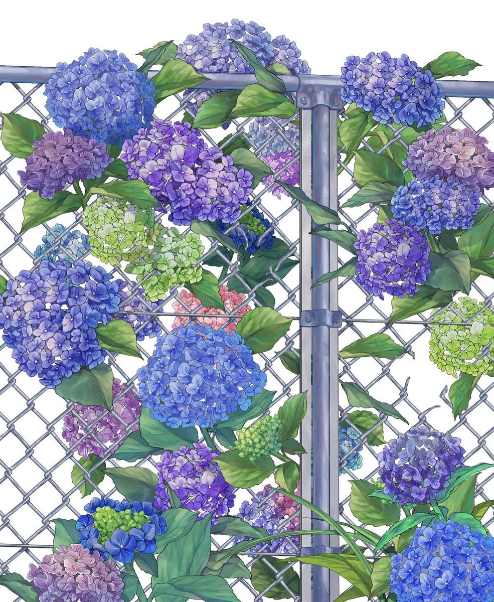 solo flower blue eyes traditional media blue flower 1boy purple flower  illustration images