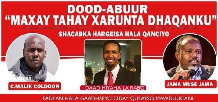 hargeysaa's tweet photo. Xaruntii dhaqanka hargeysa oo ka baqatay diidayna inay Coldoon la doodan! 

Maxa la qarinayaa @HargeysaCC ??? #somaliland https://t.co/GTwC6B4878