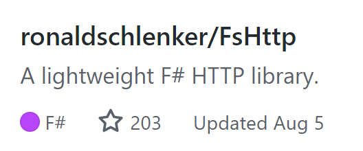 SchlenkR's tweet photo. Nice! > 200 stars for my #fsharp http client library #fshttp. Now I got some motivation working on it again... thanks :) https://t.co/uE5sWNQPEh