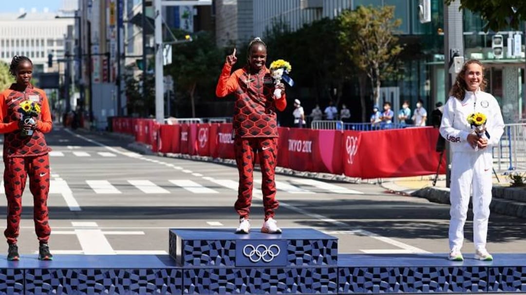 Spectacular show! Congratulations Peres Jepchirchir and Brigid Kosgei for winning Gold and Silver in the women's Marathon. We are proud of your brilliant performance. #TokyoOlympics2020