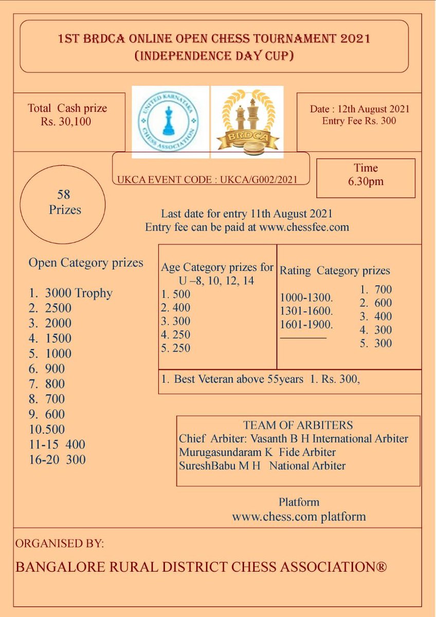 Chessfee:: Online chess tournament registration portal