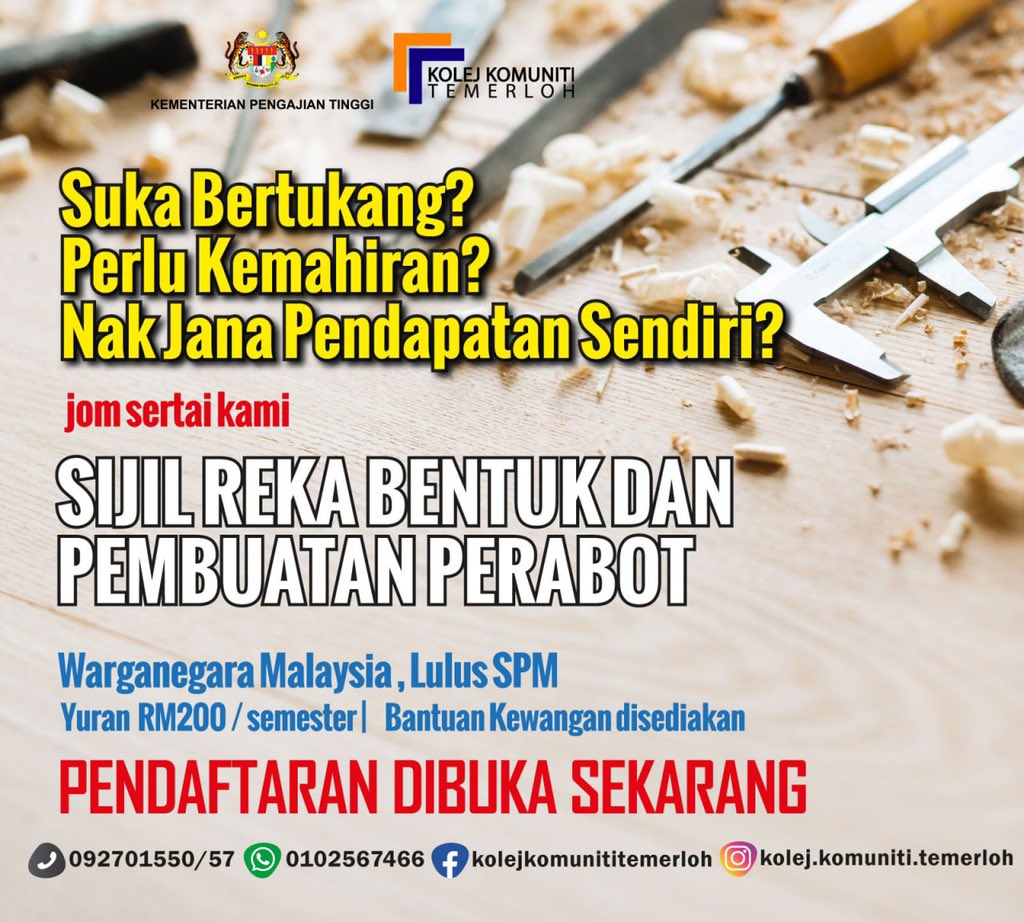 KKTemerloh's tweet photo. Jangan lepaskan peluang! Jom jadi JUARA bersama kami di Kolej Komuniti Temerloh https://t.co/Omr6minBqg