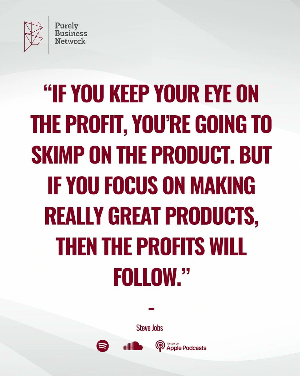 pdjnetwork's tweet photo. The product, its quality, how it serves your customer, and the value it gives should be your main focus.

Once you are outstanding with that.
Your profits will stand out.
.
.
.
If you love our content, hit the follow button @purelyBusiness_ https://t.co/uHdl612FhC