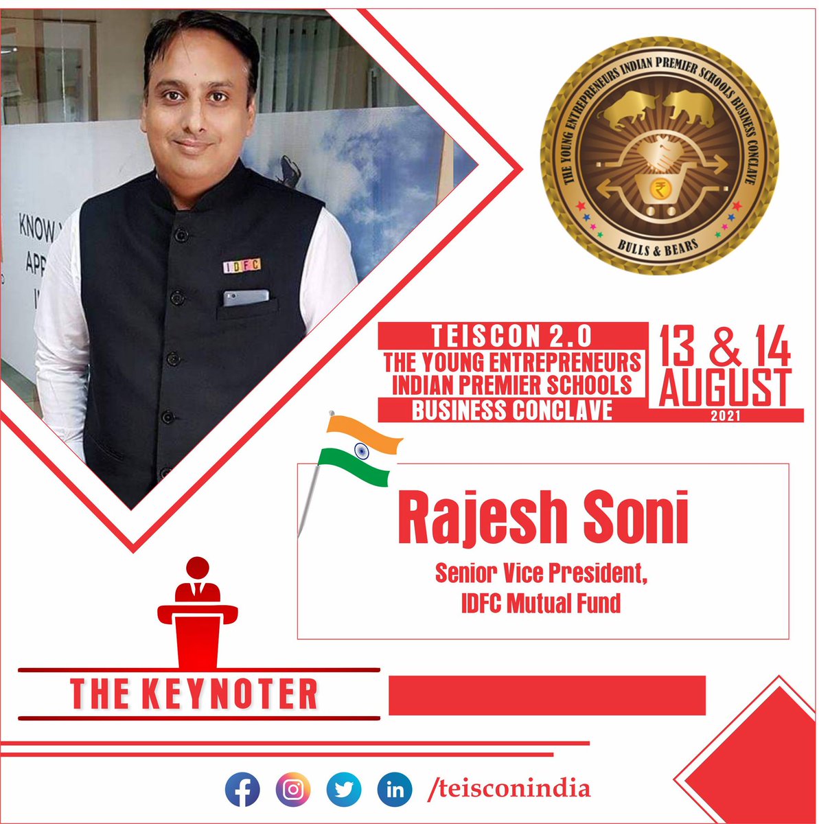 teisconindia's tweet photo. TEISCON 2.0
Welcoming Keynote Speaker
Click : https://t.co/pOwPGOVH6W
@indifs_ @businessinsider @indiatoday @fortunemagazine @bankingfrontiers #teiscon #businessconclave #corporate #entrepreneur #startup #indiatoday #CNN #forbes #Bloomberg #Reuters #bse #nse #stockmarket #bulls https://t.co/UoDSA3UoS9