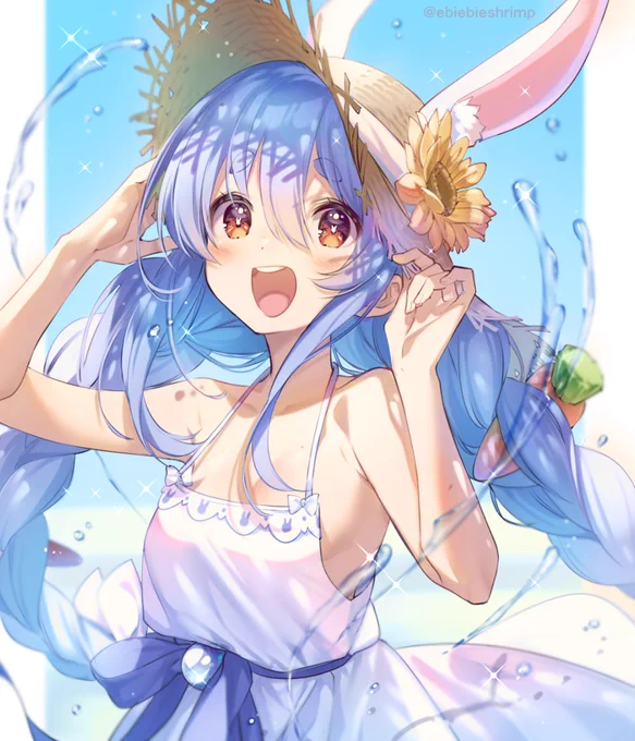 #ぺこらーと 
白ワンピかわいい💖🐰🌻 