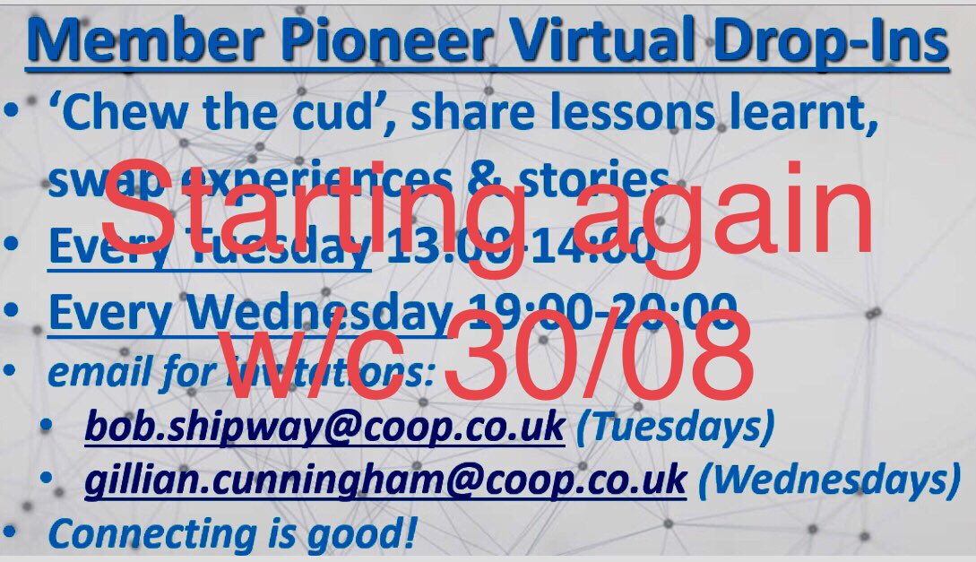 BobS_MPC's tweet photo. Issac Stern says ‘music happens between the notes’. I say ‘trust for virtual teams happens between the mtgs’. This underpins our Member Pioneer Drop-In sessions. Trust is built through openly sharing & learning. Join us w/c 30th Aug when we start again. #ShareLearnUse #Dropiners https://t.co/EivH3Y8Btf