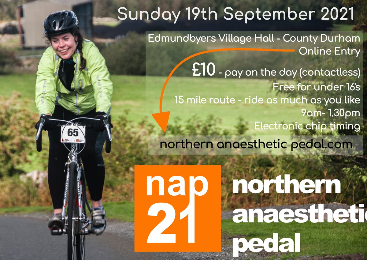 The Northern Anaesthetic Pedal 2021.
19th September 21
Come and ride our lap around the beautiful county Durham.
Register online at NorthernAnaestheticPedal.com
Listen <a href="/NorthernLinePo1/">NorthernLinePodcast</a> @ncl_medic chatting through the event.
Very excited🎉🎉🎉
<a href="/onyoucycle/">onyoucycle</a> <a href="/_a_liNE_news/">A-liNE</a> <a href="/GNairambulance/">Great North Air Ambulance</a>