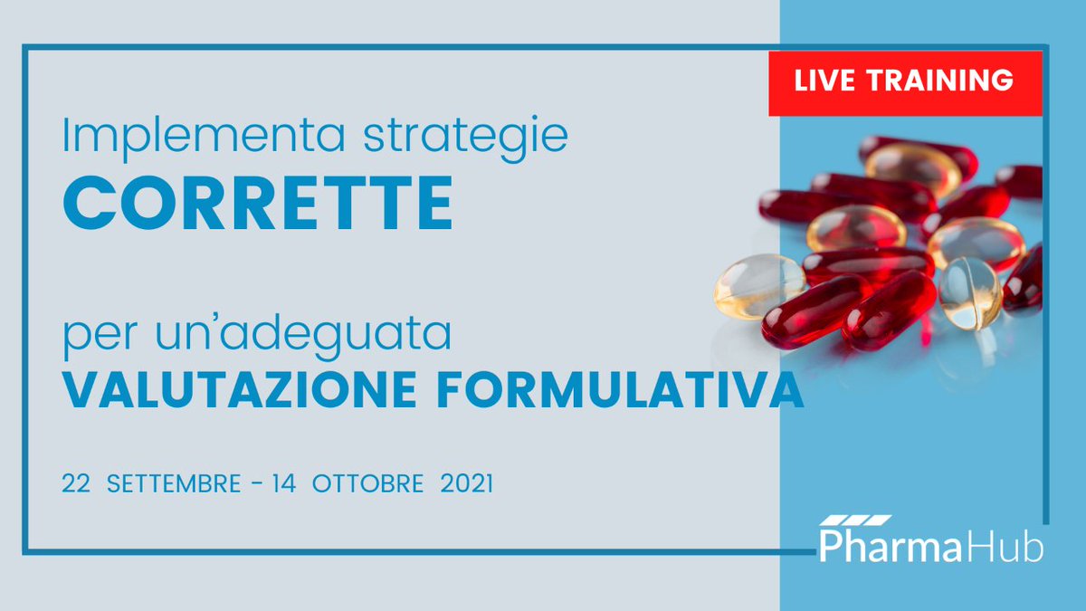 Il Live Training Formulazione Integratori è un’occasione di formazione da mettere in agenda.
📆 𝟮𝟮 𝘀𝗲𝘁𝘁𝗲𝗺𝗯𝗿𝗲 - 𝟭𝟰 𝗼𝘁𝘁𝗼𝗯𝗿𝗲 𝟮𝟬𝟮𝟭
👉 Guarda il programma completo lnkd.in/dvEQnPj